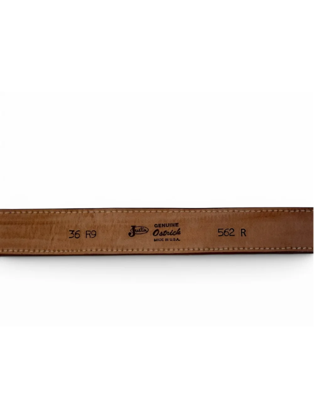Vtg 80s-90s Justin Mens Ostrich Patchwork Leather Belt Brown USA Sz 36 Western